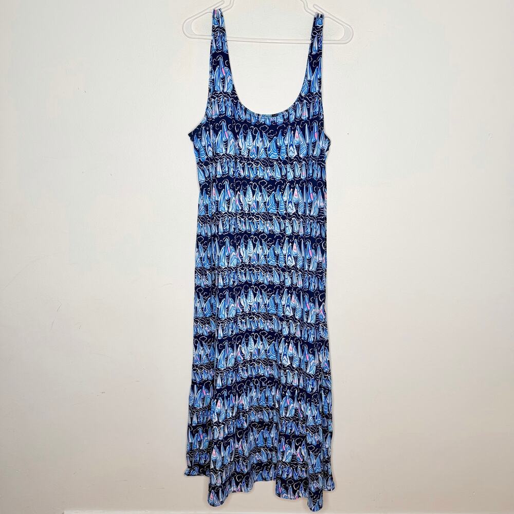 Lilly Pulitzer Martinis Midi Dress Low Tide Navy Sails And Stripes